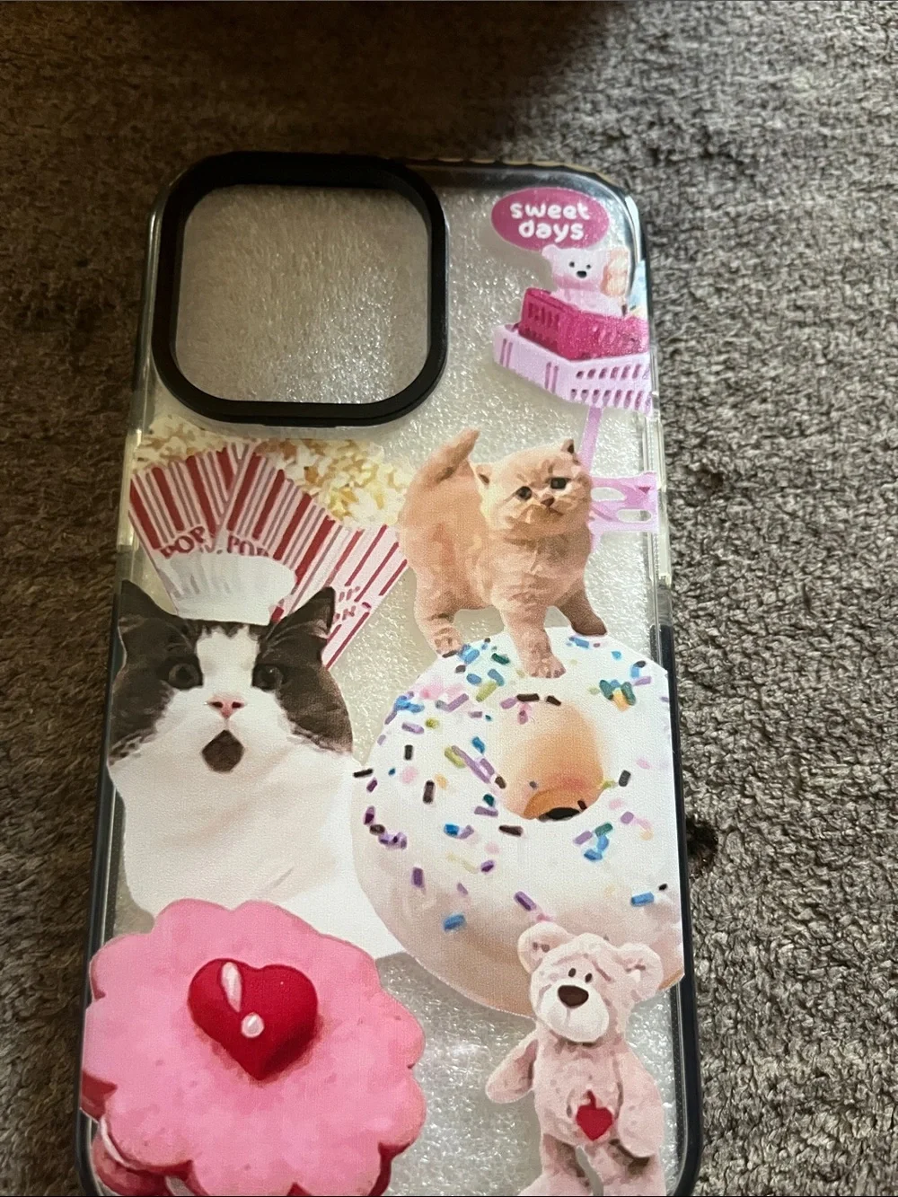 Glitter Cat, Donut & Teddy Phone Case – Pink Accents